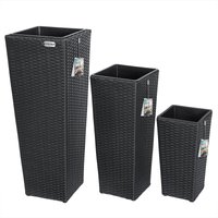 Polyrattan Blumentopf 3er-Set Schwarz von Casaria®