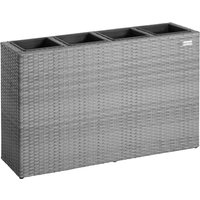 Polyrattan Blumentopf Grau 95x27x60cm von Casaria®