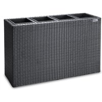 Polyrattan Blumentopf Schwarz 95x27x60cm von Casaria®