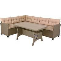 Polyrattan Ecklounge Creme/Beige inkl. Kissen von Casaria®