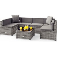 Polyrattan Ecklounge Grau/Anthrazit dicke Rückenpolster von Casaria®