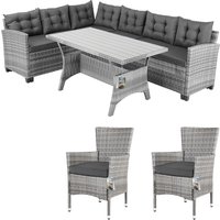 Polyrattan Ecklounge Lissabon Grau/Anthrazit inkl 2 Stühlen von Casaria®