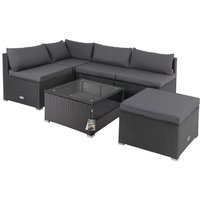 Polyrattan Ecklounge Schwarz/Anthrazit dicke Rückenpolster von Casaria®