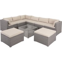 Polyrattan Ecklounge XXL Creme/Beige inkl. Kissen von Casaria®