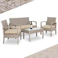 Polyrattan Garten-Sitzgruppe 4-tlg Creme von Casaria®