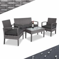 Polyrattan Garten-Sitzgruppe 4-tlg Grau/Anthrazit von Casaria®