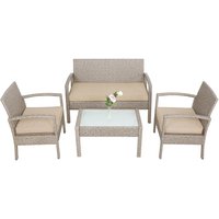 Polyrattan Garten-Sitzgruppe 4-tlg Creme von Casaria®