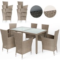 Polyrattan Garten-Sitzgruppe 7-tlg Grau/Anthrazit von Casaria®