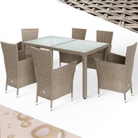 Polyrattan Garten-Sitzgruppe 7-tlg Creme/Creme von Casaria®