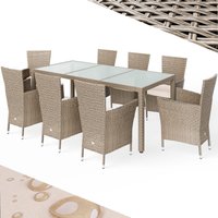 Polyrattan Garten-Sitzgruppe 9-tlg Beige stapelbar von Casaria®