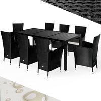 Polyrattan Garten-Sitzgruppe 9-tlg Schwarz-Creme von Casaria®