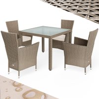 Polyrattan Garten-Sitzgruppe Bali 5-tlg Beige/Creme von Casaria®