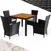 Polyrattan Garten-Sitzgruppe Korfu 5-tlg Schwarz von Casaria®