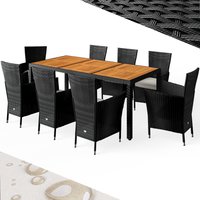 Polyrattan Garten-Sitzgruppe Verona 9-tlg Schwarz von Casaria®