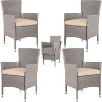 Polyrattan Gartenstuhl 4er-Set Creme/Beige stapelbar von Casaria®