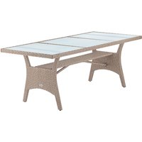 Polyrattan Gartentisch Takeo Creme 190x90x74cm Glas von Casaria®