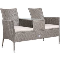 Polyrattan Kino Bank Creme 143x55x88cm von Casaria®