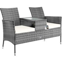 Polyrattan Kino Bank Grau/Beige 143x55x88cm von Casaria®