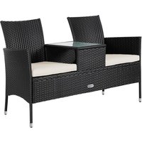 Polyrattan Kino Bank Schwarz 143x55x88cm von Casaria®