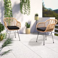 Polyrattan Korbsessel Bali 2er-Set Natur von Casaria®