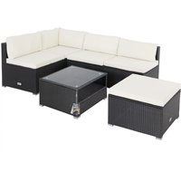 Polyrattan Ecklounge Schwarz/Creme dicke Rückenpolster von Casaria®