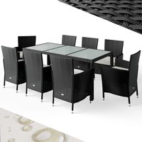 Polyrattan Garten-Sitzgruppe Bali 9-tlg Schwarz stapelbar von Casaria®