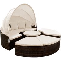 Polyrattan Sonneninsel Braun/Creme Ø230cm von Casaria®