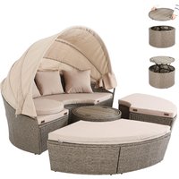 Polyrattan Sonneninsel Creme Ø185cm von Casaria®