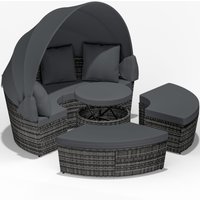 Polyrattan Sonneninsel Grau Ø185cm von Casaria®