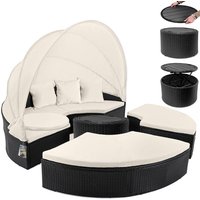 Polyrattan Sonneninsel Schwarz/Creme Ø185cm von Casaria®