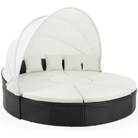 Polyrattan Sonneninsel Schwarz/Creme Ø230cm von Casaria®