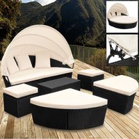 Polyrattan Sonneninsel Schwarz oval 226cm von Casaria®