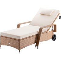 Polyrattan Sonnenliege Creme/Creme 193x90x43cm von Casaria®