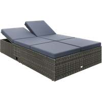 Polyrattan Sonnenliege Grau/Anthrazit 200x115x33cm von Casaria®