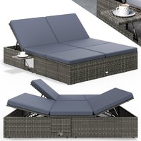 Polyrattan Sonnenliege Grau/Anthrazit 200x160x33cm von Casaria®