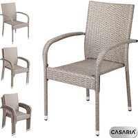 Polyrattan Stapelstuhl Comfort 4er-Set Creme von Casaria®