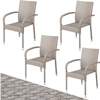 Polyrattan Stapelstuhl Comfort 4er-Set Creme von Casaria®