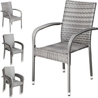 Polyrattan Stapelstuhl Comfort 4er-Set Grau von Casaria®