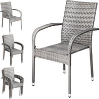 Polyrattan Stapelstuhl Comfort 4er-Set Grau von Casaria®