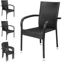 Polyrattan Stapelstuhl Comfort 4er-Set Schwarz von Casaria®