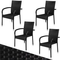 Polyrattan Stapelstuhl Comfort 4er-Set Schwarz von Casaria®