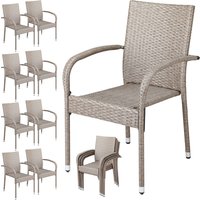 Polyrattan Stapelstuhl Comfort 8er-Set Creme von Casaria®