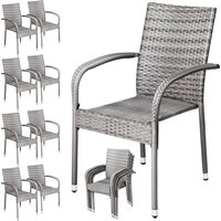 Polyrattan Stapelstuhl Comfort 8er-Set Grau von Casaria®