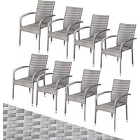 Polyrattan Stapelstuhl Comfort 8er-Set Grau von Casaria®