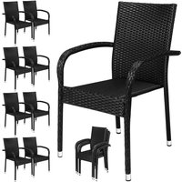 Polyrattan Stapelstuhl Comfort 8er-Set Schwarz von Casaria®