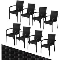 Polyrattan Stapelstuhl Comfort 8er-Set Schwarz von Casaria®