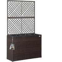 Polyrattan Blumenkasten mit Rankgitter Braun von Casaria®