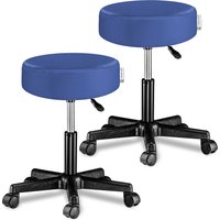 Rollhocker Kunstleder 2er-Set Blau 360° drehbar von Casaria®