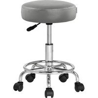 Rollhocker Kunstleder Grau 360° drehbar Fußablage von Casaria®