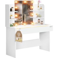 Schminktisch Lucia Weiß 140x110x40cm mit LED von Casaria®